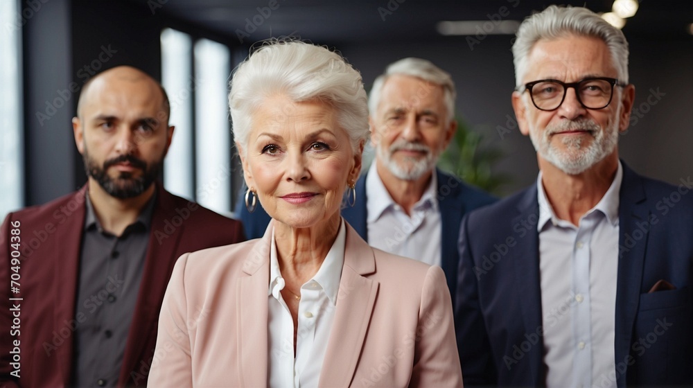 A successful business team of elderly employees A successful business team of elderly employees