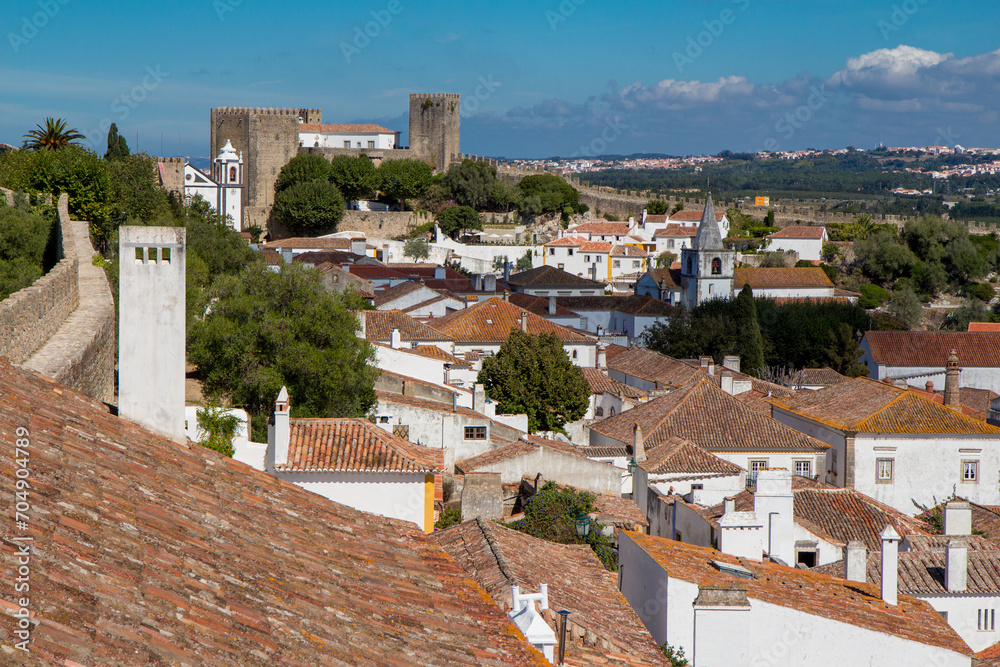 Cityscape of Obidos. Óbidos is a town and municipality in the Portuguese district of Leiria. Óbidos is a UNESCO City of Literature.