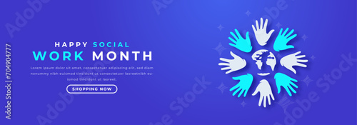 Happy Social Work Month Paper cut style Vector Design Illustration for Background, Poster, Banner, Advertising, Greeting Card