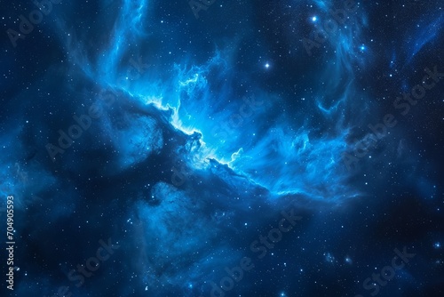 Blue nebula space background photo