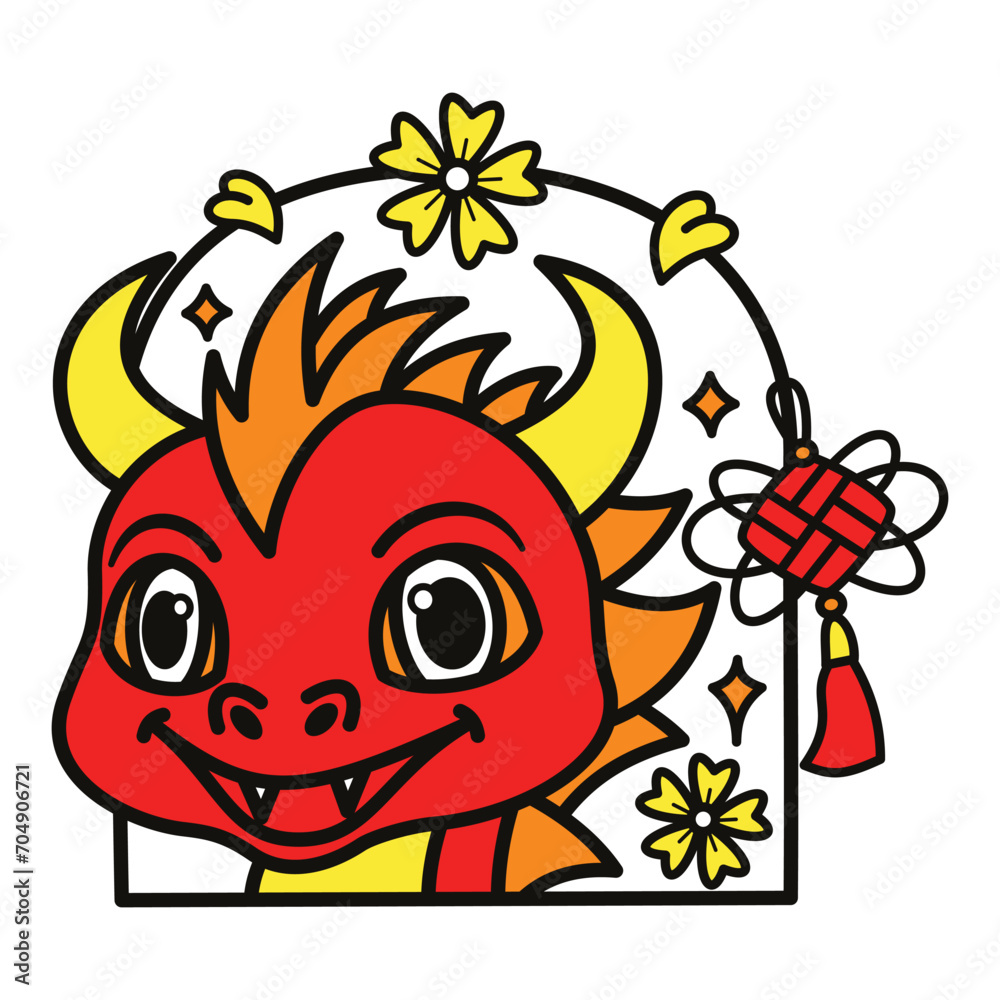 Obraz premium Cute Dragon Chinese New Year Zodiac Illustration