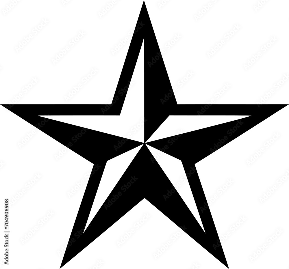 Fototapeta premium Simple star silhouette icon in black color. Vector template for laser cutting wall art.