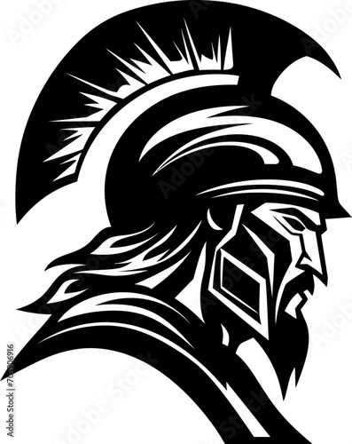 Gladiator silhouette icon in black color. Vector template for laser cutting wall art.