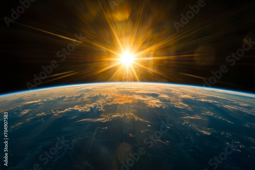 Sunrise over Earth from Space
