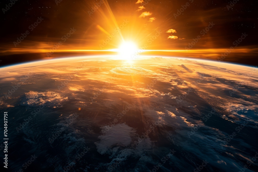 Sunrise over Earth from Space
