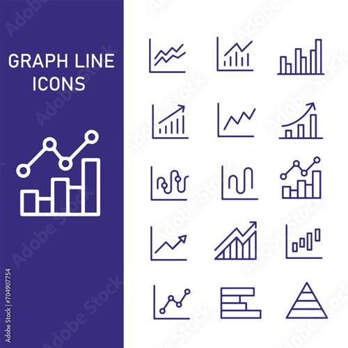  set of diagram and graphs line icon vector design