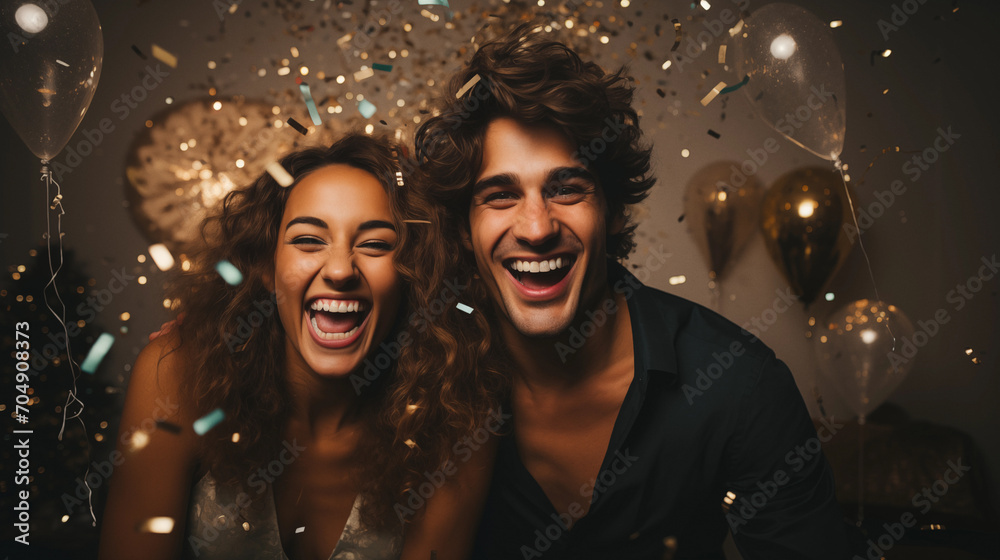 Portrait of couple during New Year's party