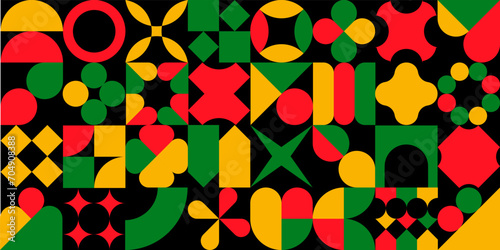 Black history month abstract background. Red, yellow, green, black color for banner, poster, card. Vector illustration