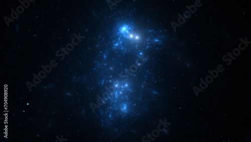 Panorama Space scene with planets, stars and galaxies. Banner template. Many Nebulae and galaxies in space, many light years away. Deep Universe. Large-scale structure. 3D render