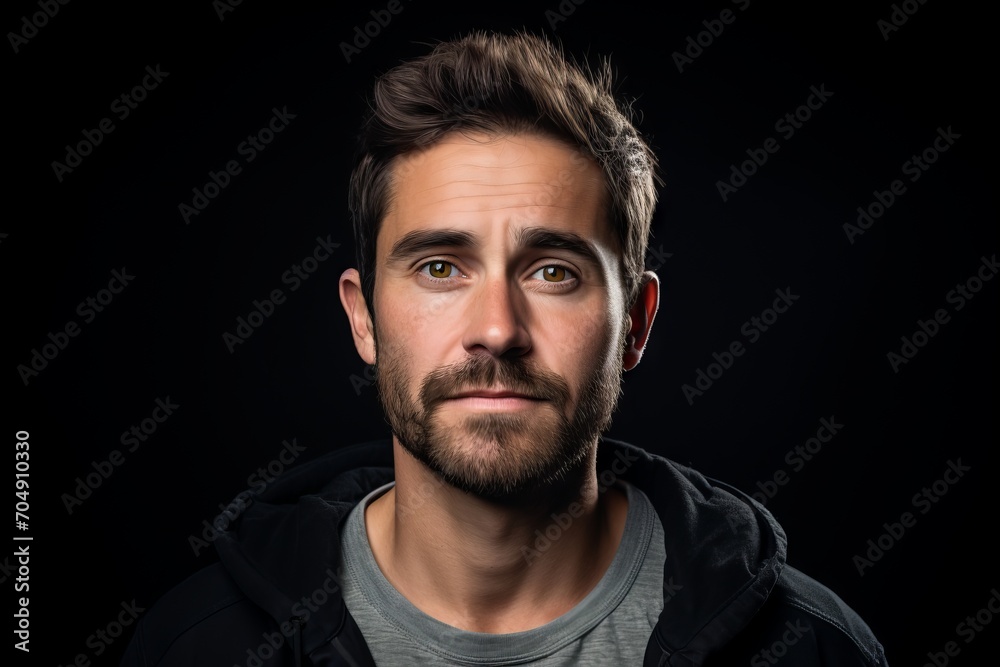 Portrait of a handsome young man with a beard on a black background. Portrait of a handsome young man with a beard on a black background.