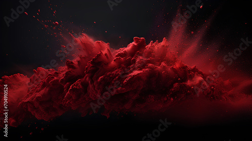 Red cloud explosion on black background