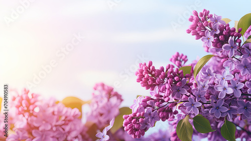 Close up of a lilac spring flowers, place for a text, spring banner  © reddish