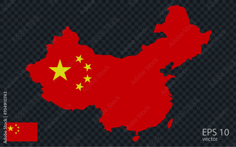 Fototapeta premium Vector map of China. Vector design isolated on grey background.