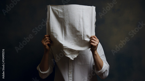 A man hides his face