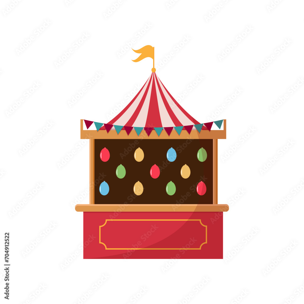 amusement park carnival shooting game with targets balloons booth flat design vector illustration