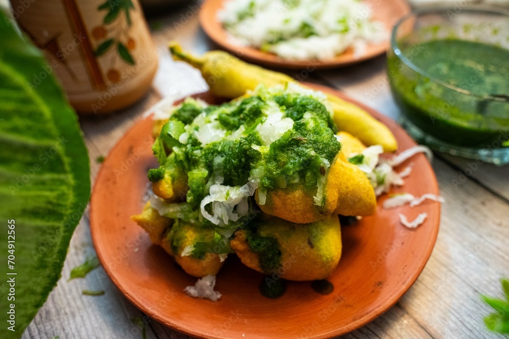 Popular street food Ram Ladoo from Delhi made with lentil batter and