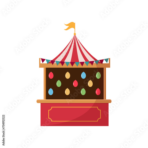 Obraz na płótnie amusement park carnival shooting game with targets balloons booth flat design vector illustration w salonie