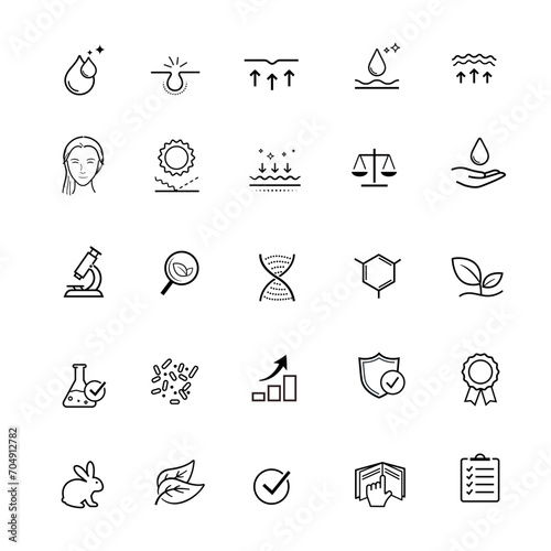 Set of icons for cosmetic design. The outline icons are well scalable and editable. Contrasting elements are good for different backgrounds. EPS10.
