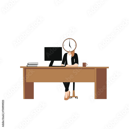 time discipline office desk hardworking company boss or female employee