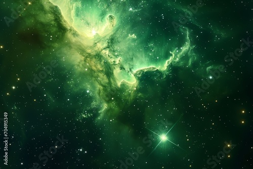 Green nebula space background