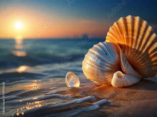 Seashells lying on the seashore