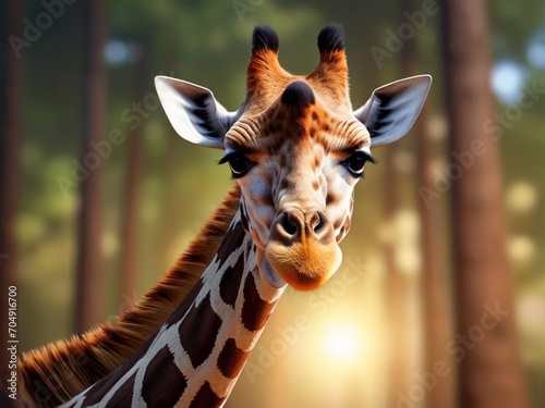 A giraffe standing in the forest