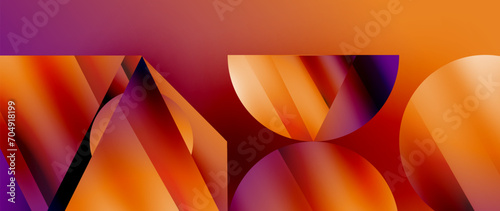 Captivating abstract backdrop composed of interlocking triangles and circles, forming an intriguing dance of shapes and patterns that exude both elegance and modernity