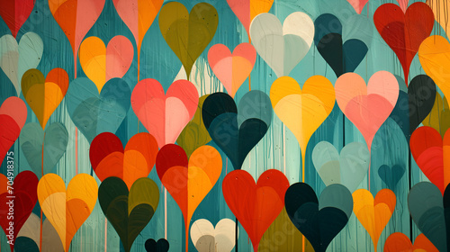 Colorful heart patterns background