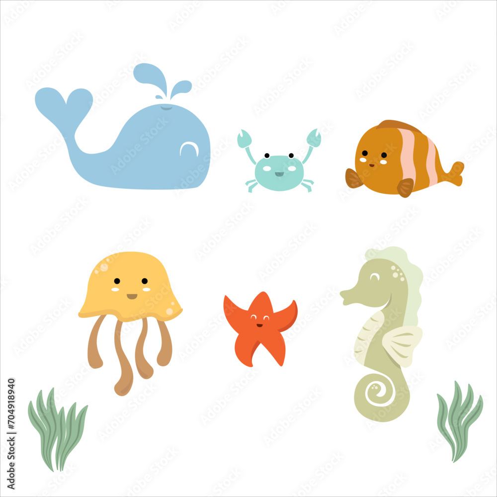 Naklejka premium Under The Sea Kids Books Illustrations Logo