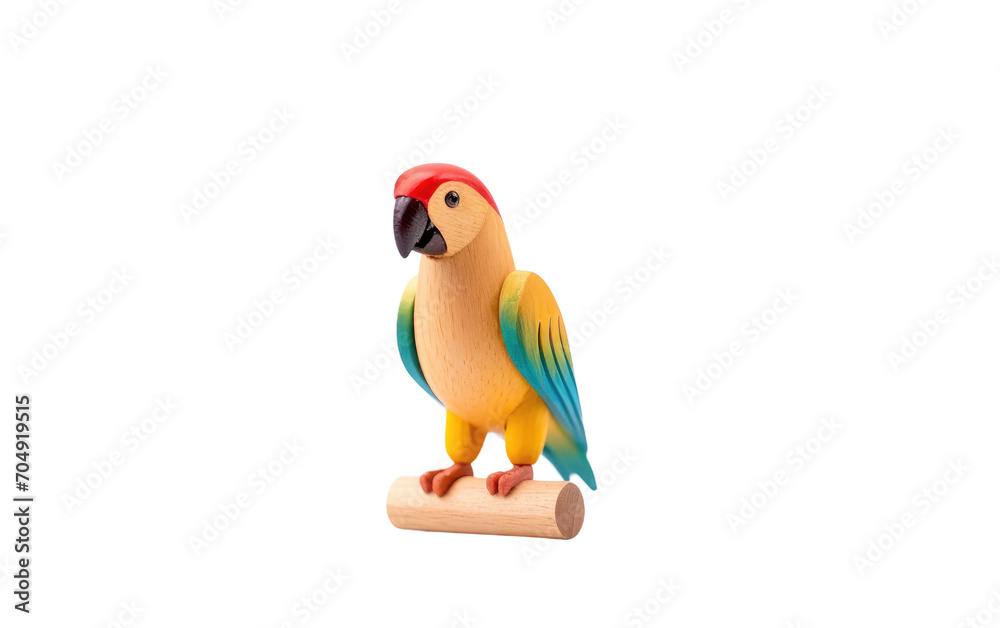 Mini Wooden Parrot Display Isolated on Transparent Background PNG.