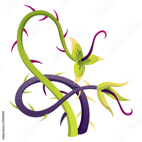 Carnivorous plant. Cartoon flytrap or flower predator. Angry flower monster plant icon. Vector illustration