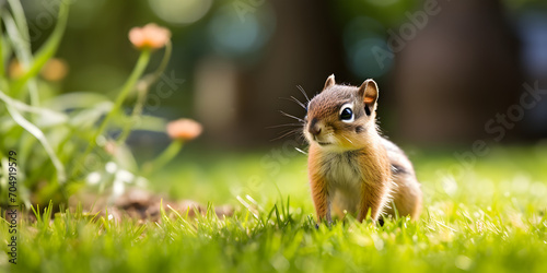 squirrel in the grass,A squirrel is sitting in a field with berries in the background.A small chipmunk sitting in the middle of some plants This adorable animal adds a touch of nature to any design 