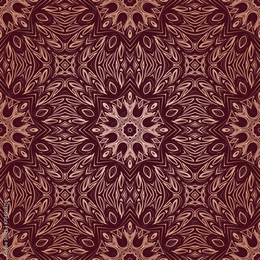 Vector mandala seamless pattern Circular pattern in form of mandala sacred geometry. Decorative ornament in ethnic oriental style. Coloring book page