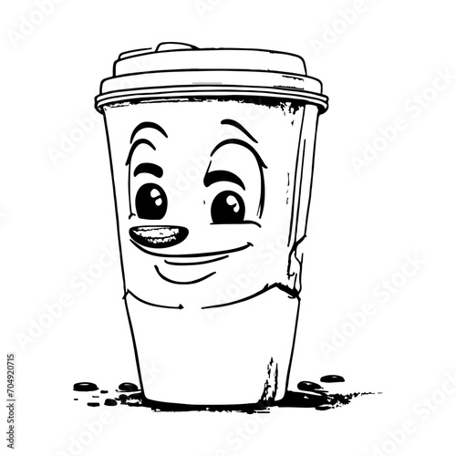 sketch of coffee cartoon mascot