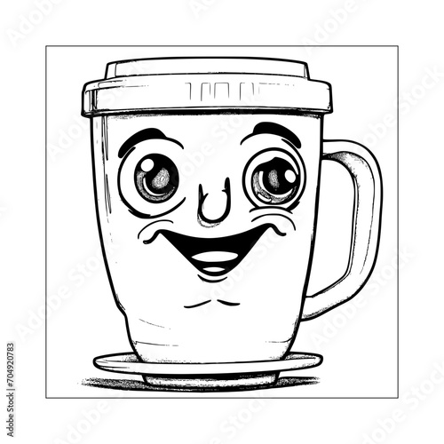 sketch of coffee cartoon mascot