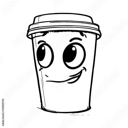 sketch of coffee cartoon mascot