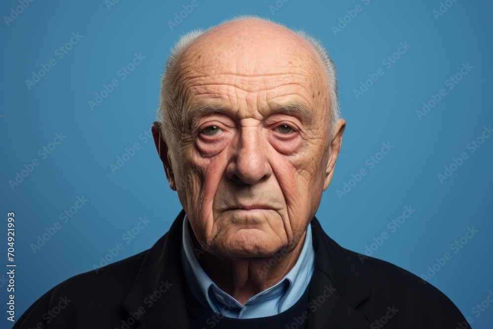 Old man with a funny expression on his face. Isolated on blue background Old man with a funny expression on his face. Isolated on blue background