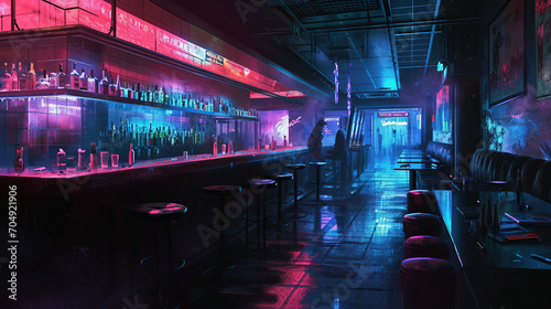 Dark style bar concept with neon.
