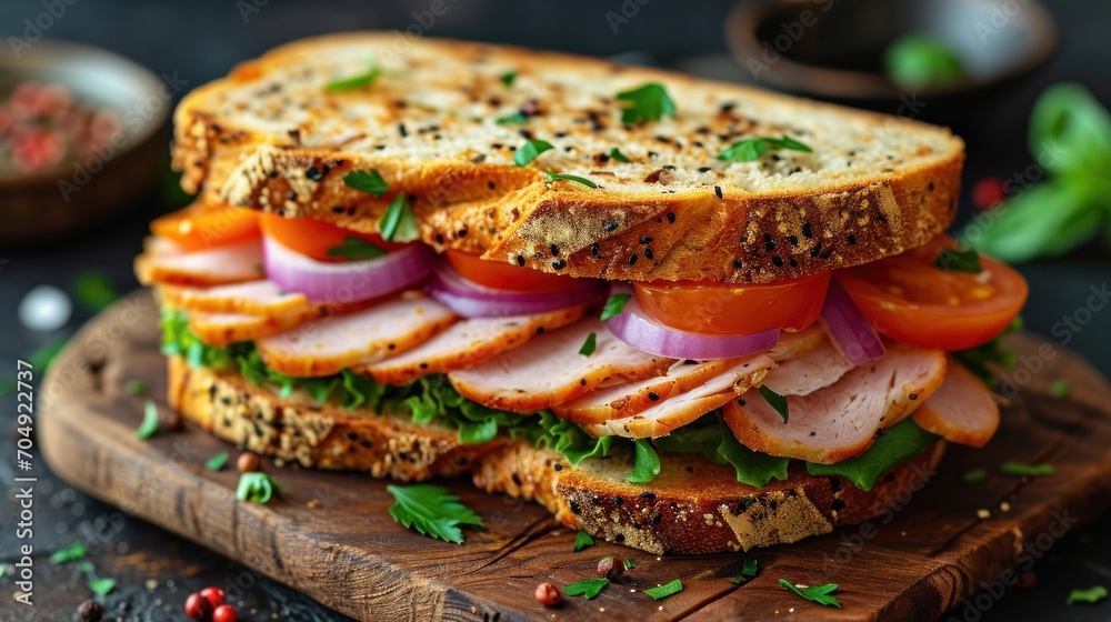 Delicious cured ham sandwiches with lettuce. Delicious cured ham sandwiches with lettuce.