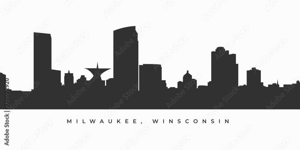 Milwaukee city skyline silhouette illustration in vector format