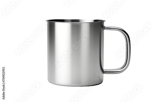 Modern Metal Drinking Cup Isolated On Transparent Background