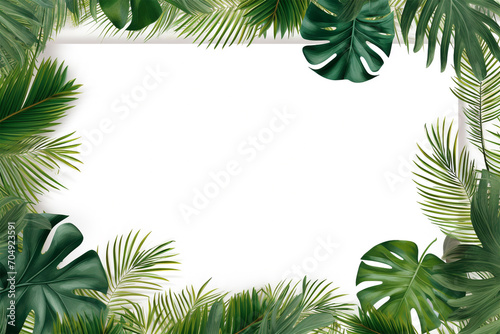 Botanischer Rahmen  Tropische Bl  tter umrahmen einen neutralen Hintergrund mit nat  rlicher Eleganz