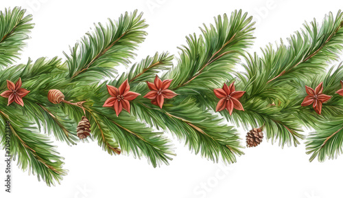 3d illustration of christmas tree branch
