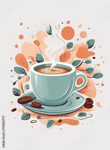 cup of coffee sticker, art design, ai generated, sticker, banner, card with coffee