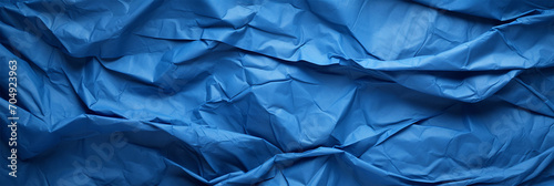 Blue color crumpled paper texture background - ai generative