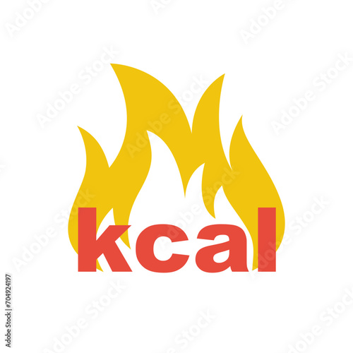 Kcal fire icon. Gradient color kilocalories sign. Calorie burn symbol. Diet symbol. kcal icon, fat burning. Emblem for food products. Vector illustration flat design.