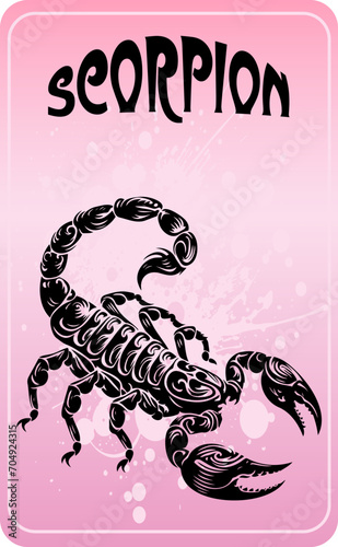 Stencil style vector drawing of a scorpion on a beautiful and captivating background photo