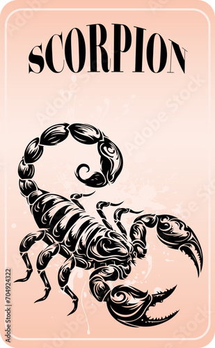 Vector depiction of a scorpion in stencil format on a visually appealing background photo