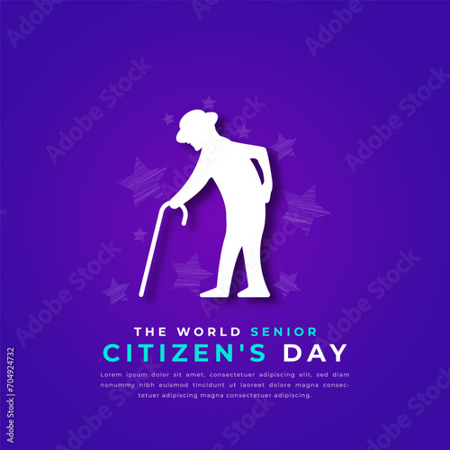 The World Senior Citizen's Day Paper cut style Vector Design Illustration for Background, Poster, Banner, Advertising, Greeting Card