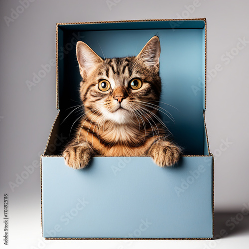 Curiosity Unboxed: The Joyful Surprise of Finding a Cat in a Blue Box